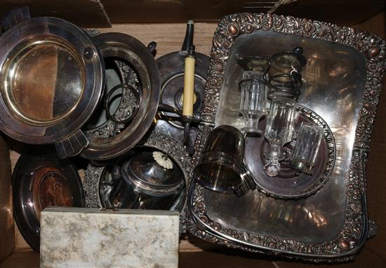 Silver plated basket, plated wares etc.
